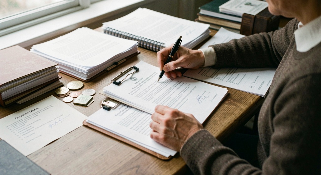 Organizing documents before drafting a will: editorial view of asset inventory, beneficiary detail and executor appointment